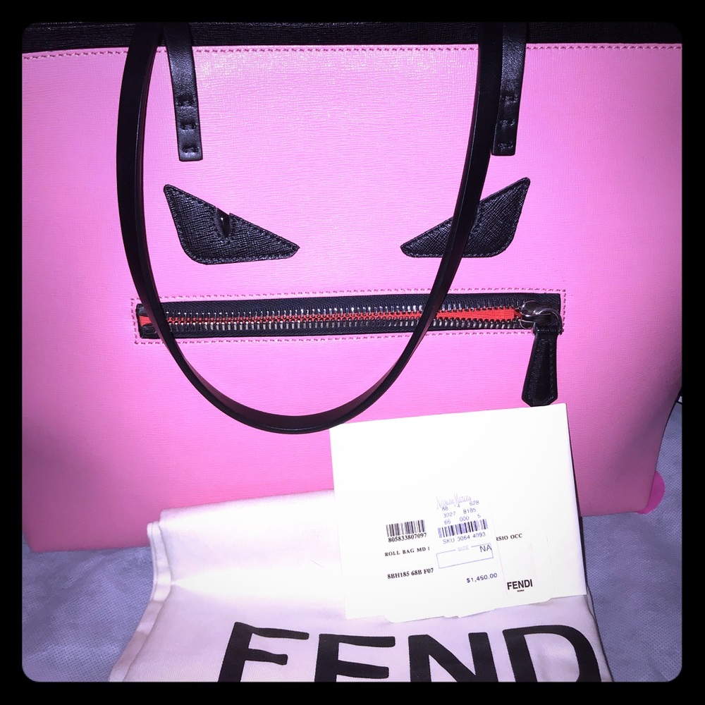 Fendi monster tote in lollipop pink